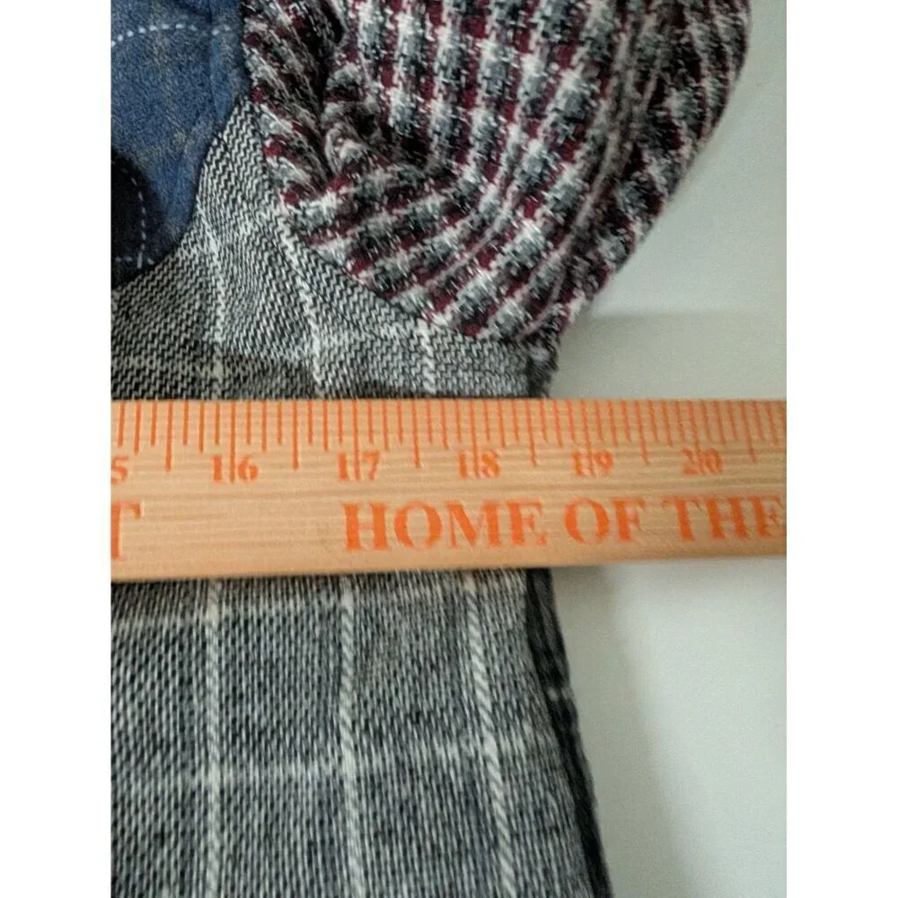 Sacred Threads Patchwork Plaid Jacket Womens Size Small/Medium Gray Fleece Lined